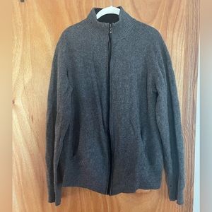 100% Cashmere Gray Full Zip Sweater